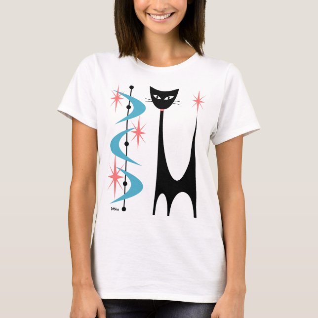 Camiseta Gato Atômico de meio século com Bumerangue Azul (Frente)