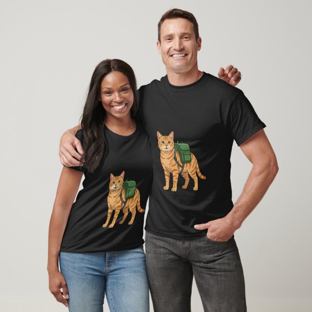 Camiseta Gato Atum Malhado Fofo com Mochila (Unissex)