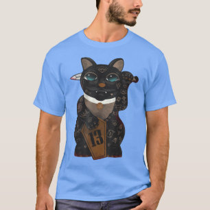 Camiseta gato azarado, azarado, com sorte assustador 