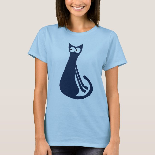 Camiseta Gato Azul, adicionar texto (Frente)
