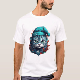 Camiseta Gato azul com chapéu