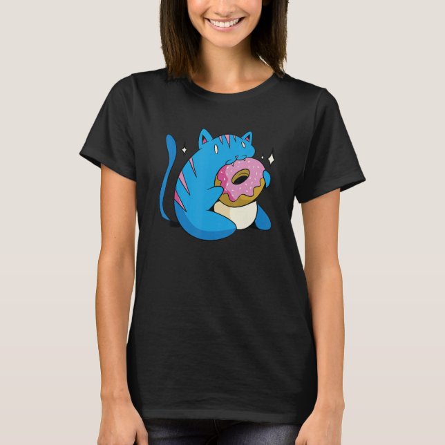 Camiseta Gato Azul E Donuts (Frente)