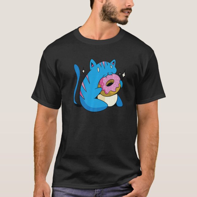 Camiseta Gato Azul E Donuts (Frente)