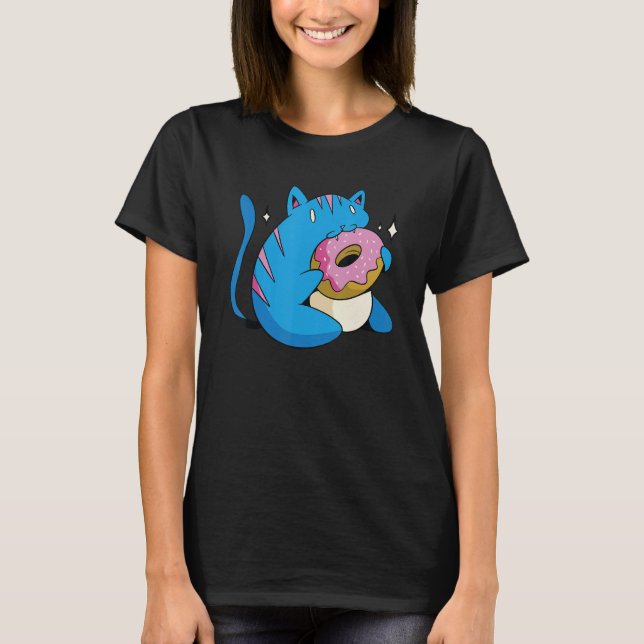 Camiseta Gato Azul E Rosquinhas (Frente)