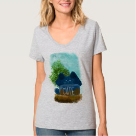 Camiseta Gato Azul Fluffy escondido