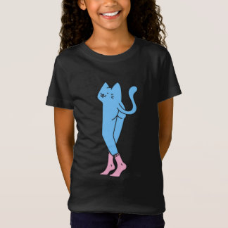 Camiseta Gato Azul Louco Com Pernas Longas