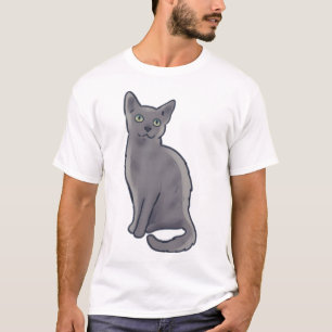 Camiseta Gato azul russo Delight � Bela Arte Animal