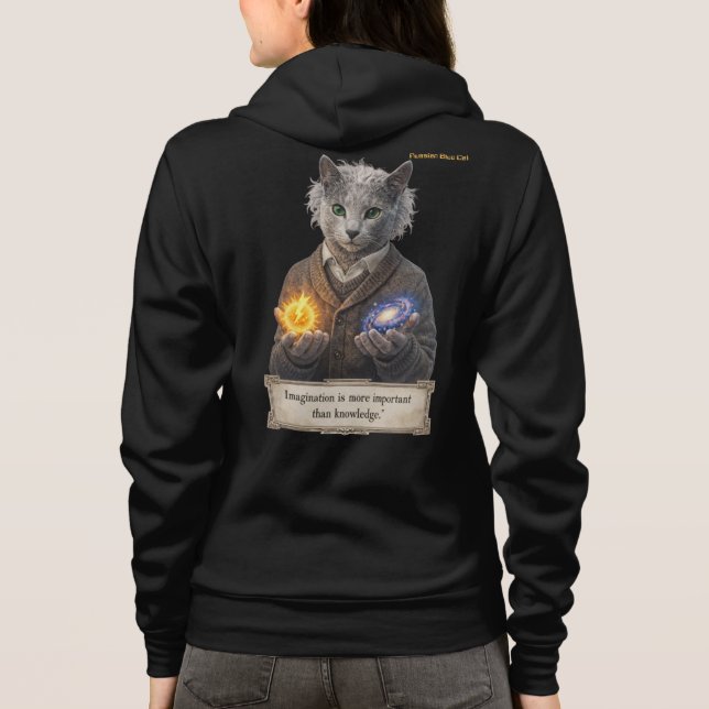 Camiseta Gato Azul Russo Einstein - Imaginação (Verso)