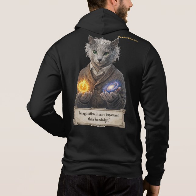 Camiseta Gato Azul Russo Einstein - Imaginação (Verso)
