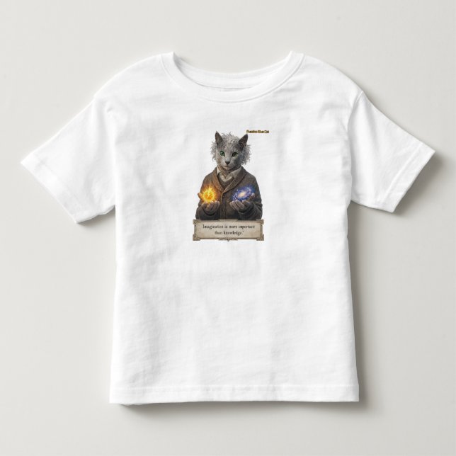 Camiseta Gato Azul Russo Einstein - Imaginação (Frente)