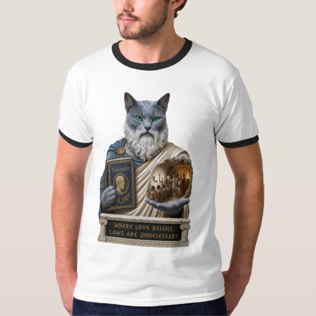 Camiseta Gato Azul Russo Plato (Frente)