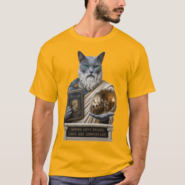 Camiseta Gato Azul Russo Plato (Frente)