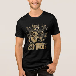 Camiseta Gato Balançando Guitarra Design Divertido de Músic