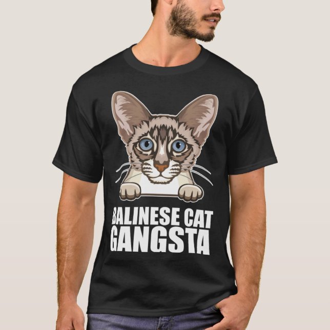 Camiseta gato balinês gangsta 1 (Frente)