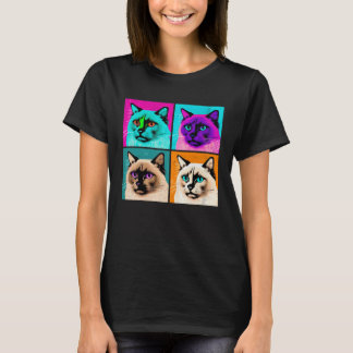 Camiseta Gato Balinês Ilustração Pop Animal Colorido  2