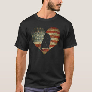 Camiseta Gato Bandeira Americana Coração 4 De Julho EUA Pat