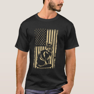 Camiseta Gato Bandeira EUA Fogos de Artifício 4 de Julho Me