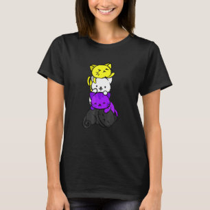 Camiseta Gato Bandeira LGB Não Binário Gatos Mês do Orgulho