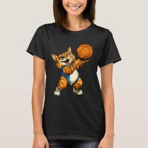 Camiseta Gato Basquetebol Jogador de Basquetebol Gato