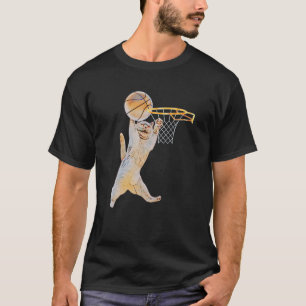 Camiseta Gato Basquetebol Tiro de Pulo Gato Engraçado Fã de