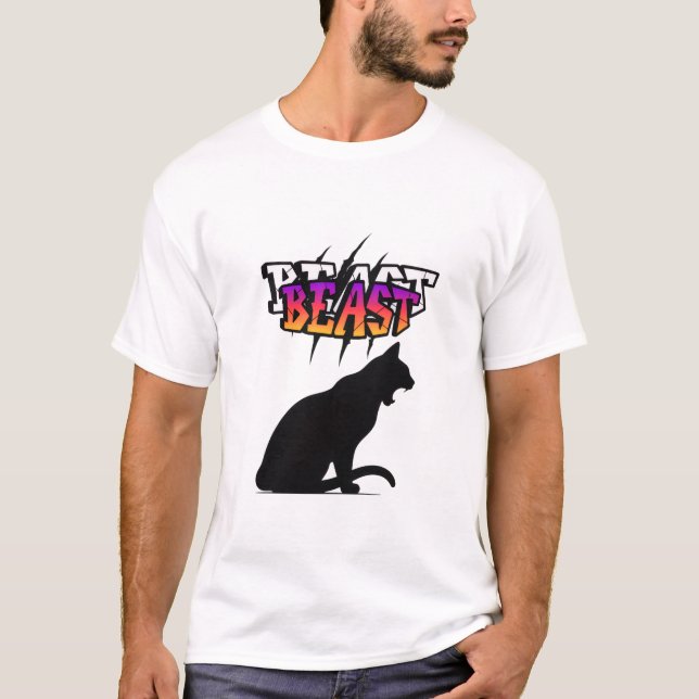Camiseta Gato BEAST - Atitude Negrito em uma Sombra Silenci (Frente)
