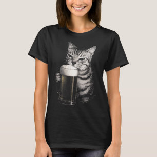 Camiseta Gato bebe cerveja meme engraçado homens mulheres c