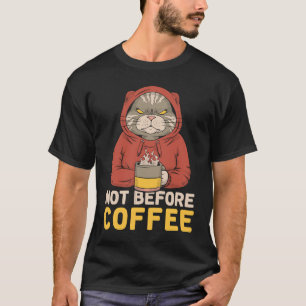 Camiseta Gato Bebedor Antes do Café Caneca Matinal Malvada