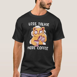 Camiseta Gato Bebendo Café Menos Falante Mais Gatos Café
