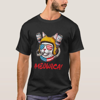 Camiseta Gato Beberão de Cerveja Ameowica - Patriótico 4 de