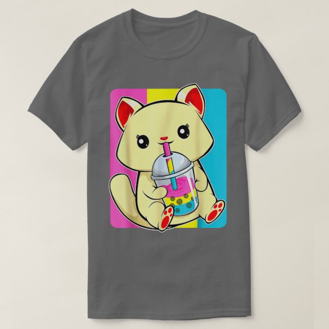 Camiseta Gato Bebida Boba Gota LGBT Gatinho Gato Panseual R (Frente do Design)