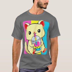Camiseta Gato Bebida Boba Gota LGBT Gatinho Gato Panseual R