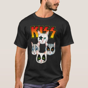 Camiseta Gato Beijo Bonito Mamãe Gatinhos Rock