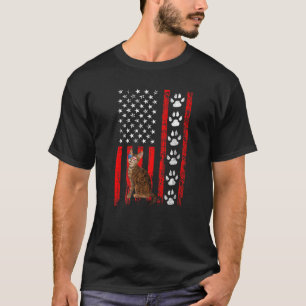 Camiseta Gato Bengal 4 de Julho Patriótico Bandeira America