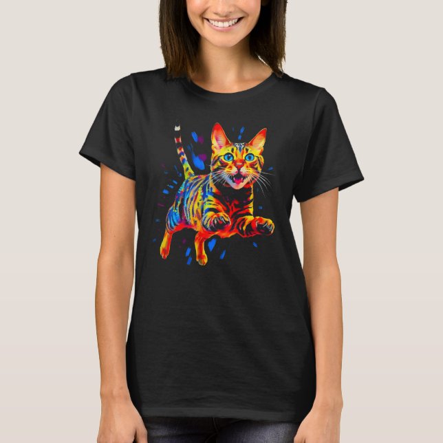 Camiseta Gato Bengal Colorido (Frente)