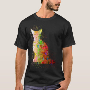 Camiseta Gato Bengal Cute Tinta Colorida