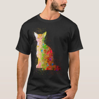 Camiseta Gato Bengal Cute Tinta Colorida