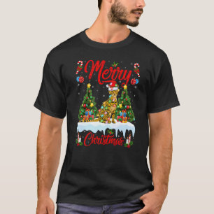Camiseta Gato Bengal Ilumina Árvore de Natal Papai Noel Gat