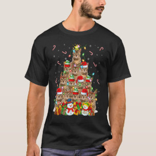 Camiseta Gato Bengal Iluminação Árvore Natal Gato Bengal Pa