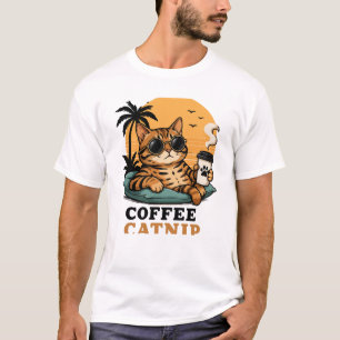 Camiseta Gato Bengal Legal Café e Erva-dos-Gatos Retro Pôr