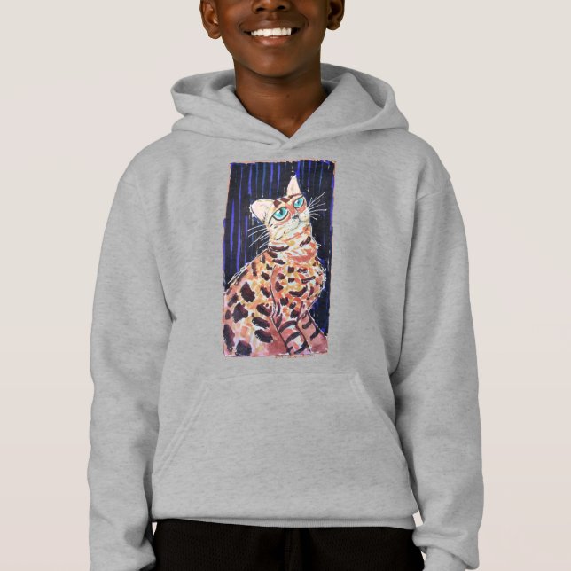 Camiseta Gato Bengal Neon Noir (Frente)