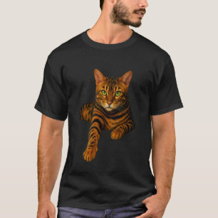 Camiseta Gato Bengal Olhos Verdes Retrato Realista Felino L