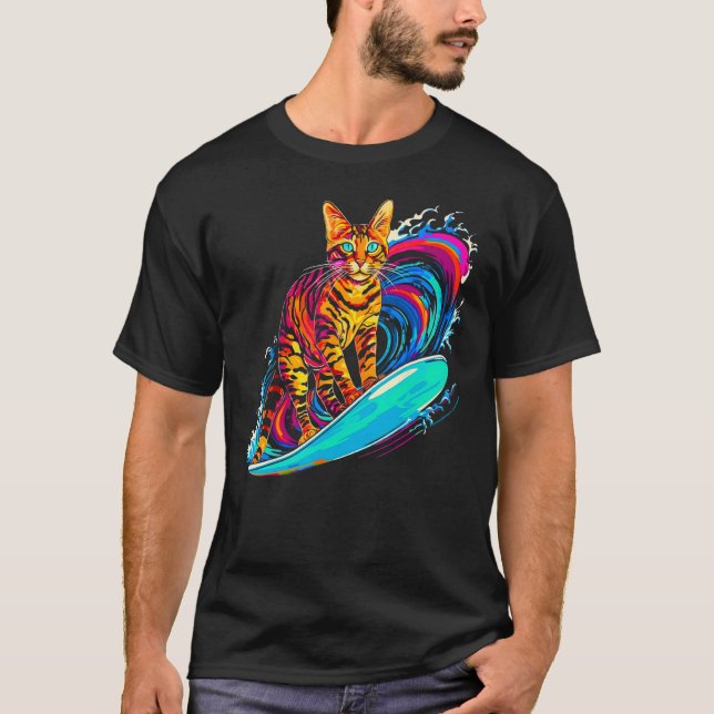 Camiseta Gato Bengal Surfista (Frente)