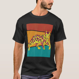 Camiseta Gato Bengala Colorido Vintage
