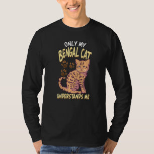 Camiseta Gato Bengala Engraçado Mãe Só Meu Gato Bengala Com
