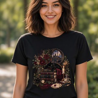 Camiseta Gato bibliófilo de Academia Sombria