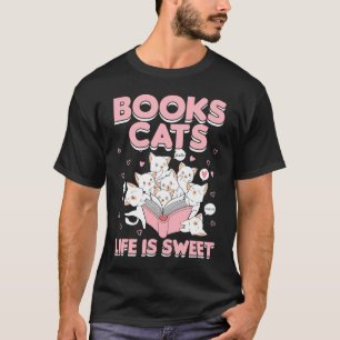 Camiseta Gato bibliófilo fofo vida de faia é doce
