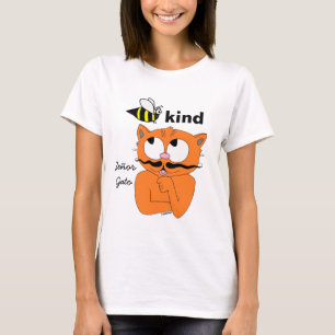 Camiseta Gato Bigode de Desenho Animado Bee Kind (