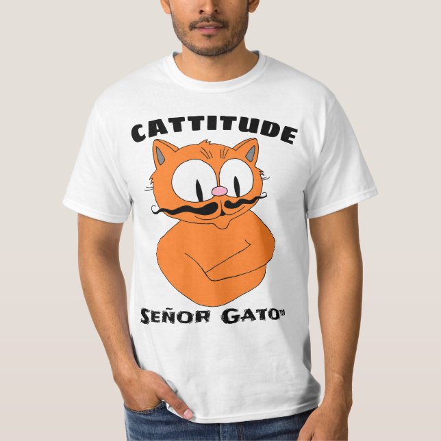 Camiseta Gato Bigode de Desenho Animado CATTITUDE (Frente)