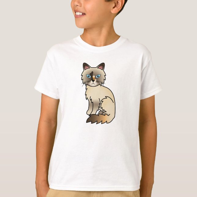 Camiseta Gato Birman / Ragdoll de Pontos Tortoiseshell (Frente)