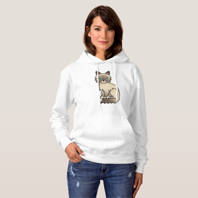 Camiseta Gato Birman / Ragdoll Tabby de Pontos de Chocolate (Frente Completa)